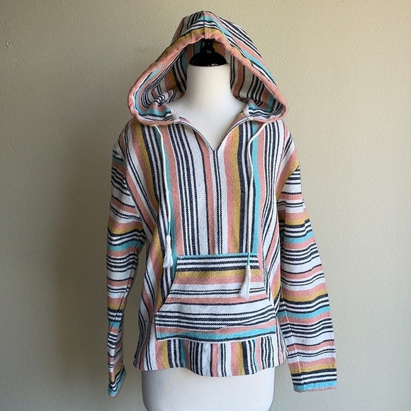 BEACHLIFE cotton long sleeve striped cover up top women’s size XS - Picture 2 of 8